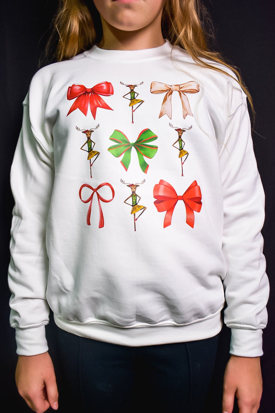 White  Bows & Rosies Kids and Adult Sweatshirt