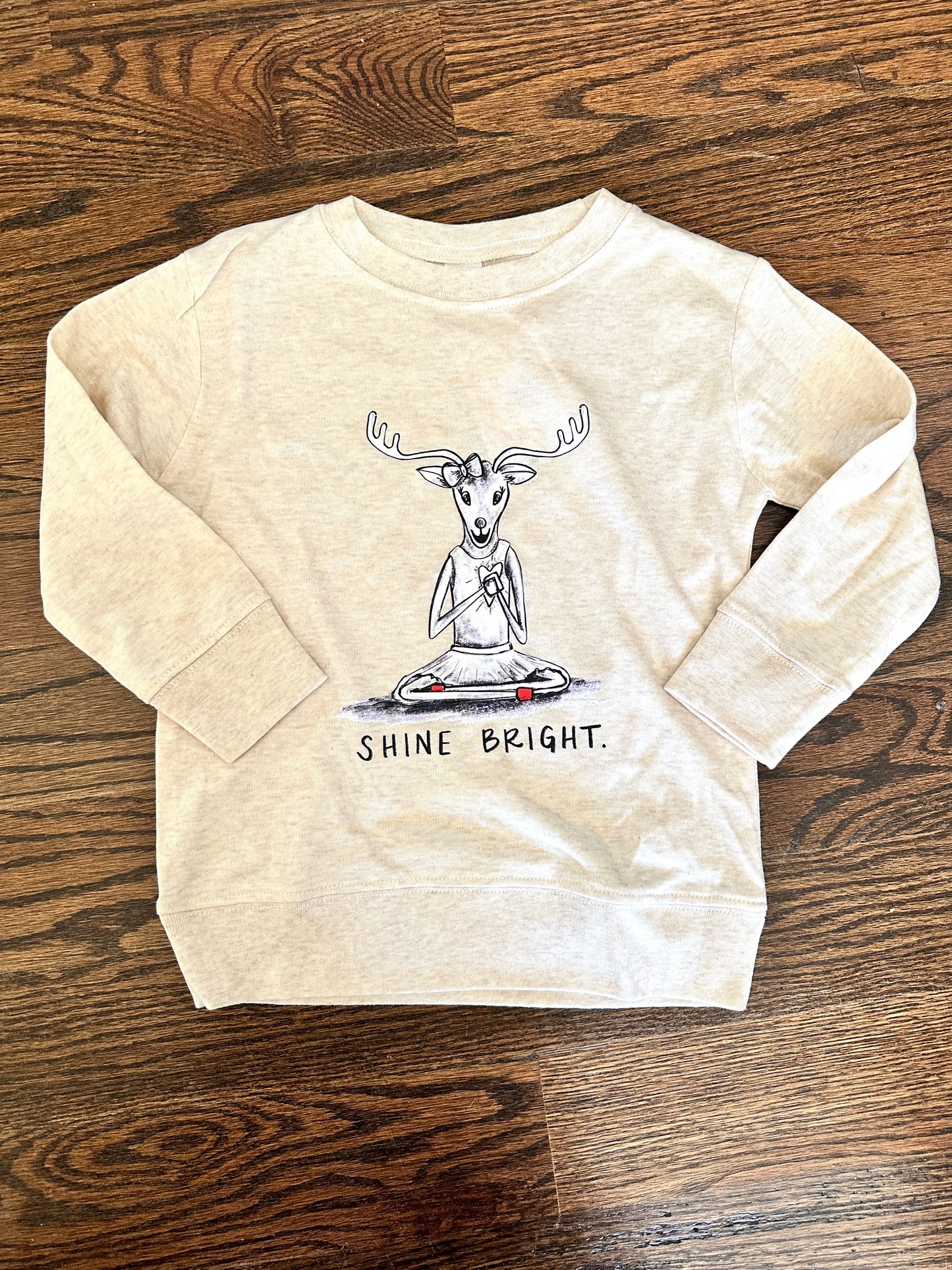 Shine Bright Natural Heather Kids Long Sleeve Tee