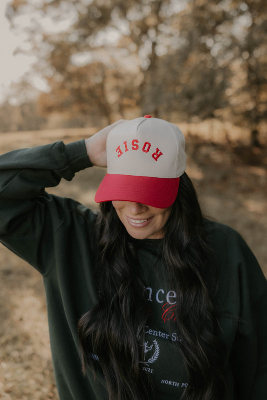 Upside Down Rosie Red Trucker Hat