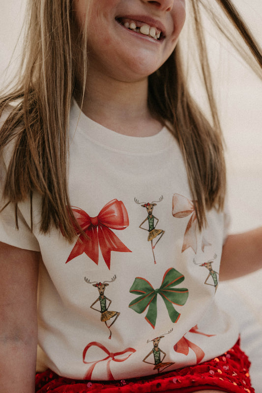 Bows & Rosies Kids & Adult Cream Graphic Tee